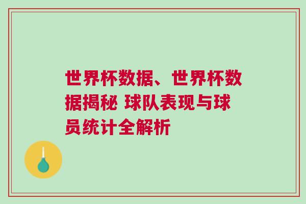 世界杯數據、世界杯數據揭秘 球隊表現與球員統計全解析