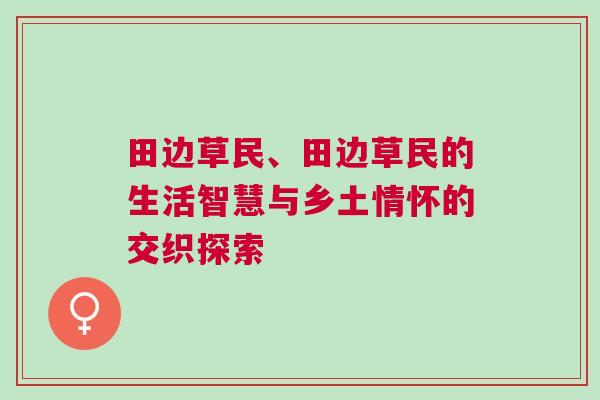 田邊草民、田邊草民的生活智慧與鄉土情懷的交織探索