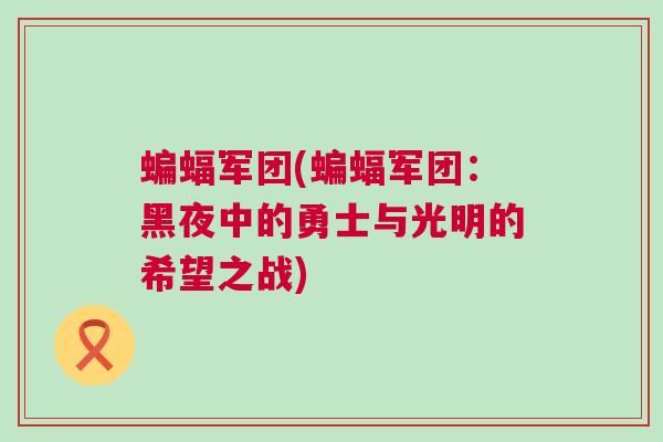 蝙蝠軍團(蝙蝠軍團：黑夜中的勇士與光明的希望之戰(zhàn))