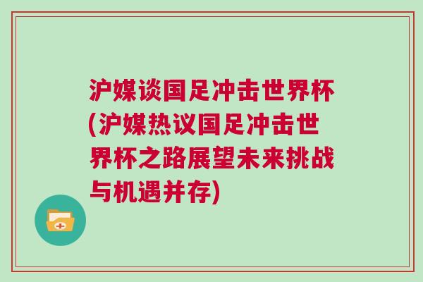 滬媒談國足沖擊世界杯(滬媒熱議國足沖擊世界杯之路展望未來挑戰(zhàn)與機遇并存)