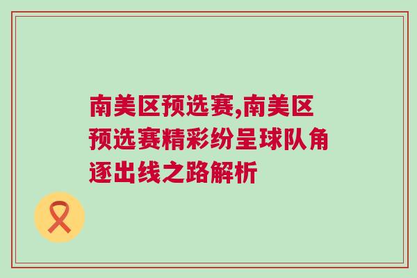 南美區(qū)預(yù)選賽,南美區(qū)預(yù)選賽精彩紛呈球隊(duì)角逐出線之路解析
