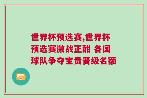 世界杯預選賽,世界杯預選賽激戰正酣 各國球隊爭奪寶貴晉級名額