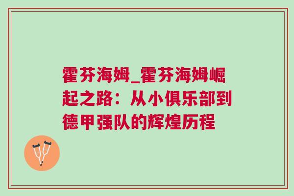 霍芬海姆_霍芬海姆崛起之路：從小俱樂(lè)部到德甲強(qiáng)隊(duì)的輝煌歷程