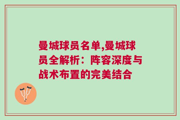 曼城球員名單,曼城球員全解析：陣容深度與戰術布置的完美結合