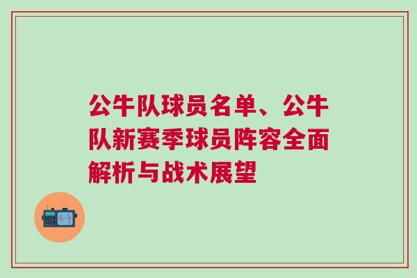 公牛隊球員名單、公牛隊新賽季球員陣容全面解析與戰術展望