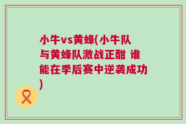 小牛vs黃蜂(小牛隊與黃蜂隊激戰(zhàn)正酣 誰能在季后賽中逆襲成功)