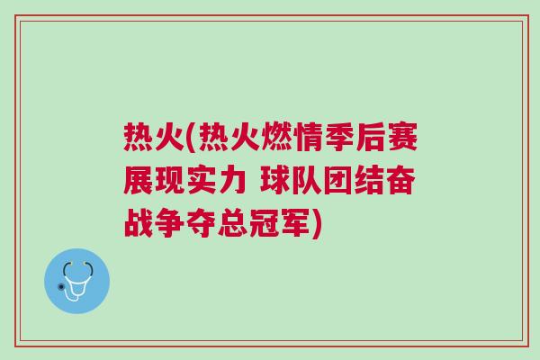 熱火(熱火燃情季后賽展現實力 球隊團結奮戰爭奪總冠軍)