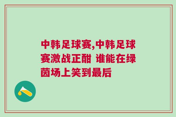 中韓足球賽,中韓足球賽激戰正酣 誰能在綠茵場上笑到最后