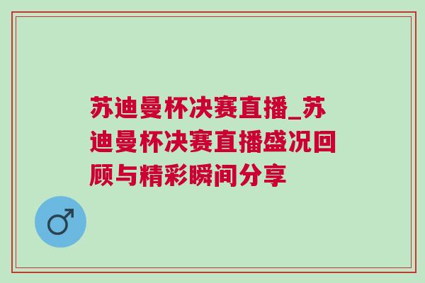 蘇迪曼杯決賽直播_蘇迪曼杯決賽直播盛況回顧與精彩瞬間分享